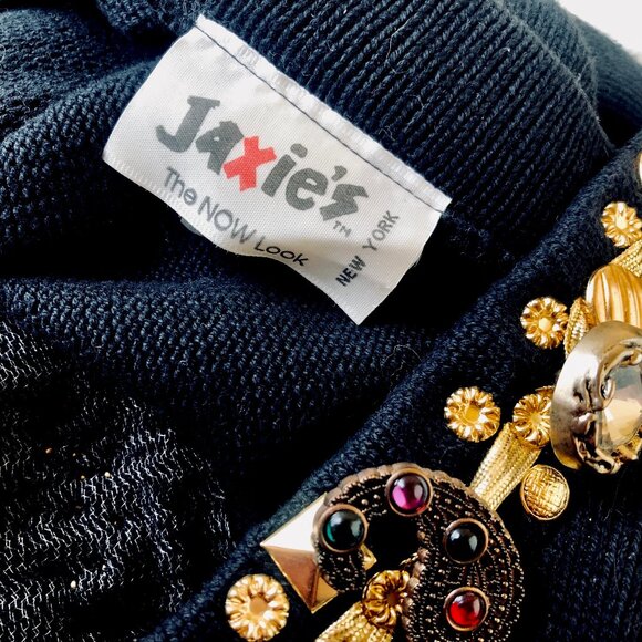 Jaxie's New York Vintage 80’s Embellished Black Sweater Womens Medium - Picture 10 of 14